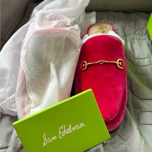 Sam Edelman Hot Pink Velvet Horsebit Mule